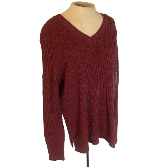 Natural Reflections Large Cabernet Cable Knit V Neck Sweater NWT - Picture 1 of 9